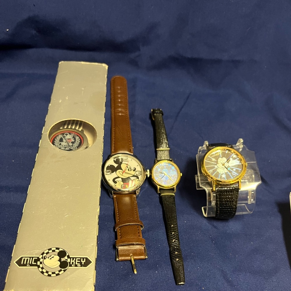 Mickey Mouse Watch Set with Brown and Black Straps